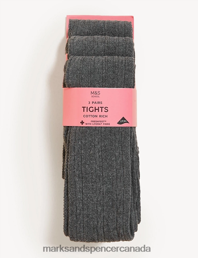 Clothing 20VTD9387 Grey Kids Marks & Spencer 3pk of Cable Knit Tights - Marks and Spencer Canada locations