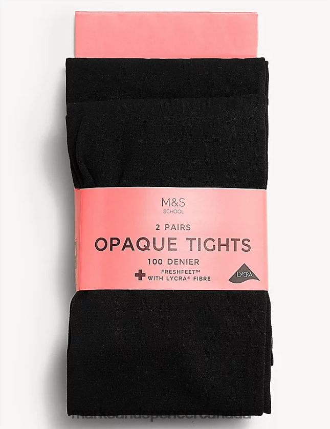 Marks and Spencer Canada - Clothing 20VTD9424 Black Kids Marks & Spencer 2pk of 100 Denier Tights