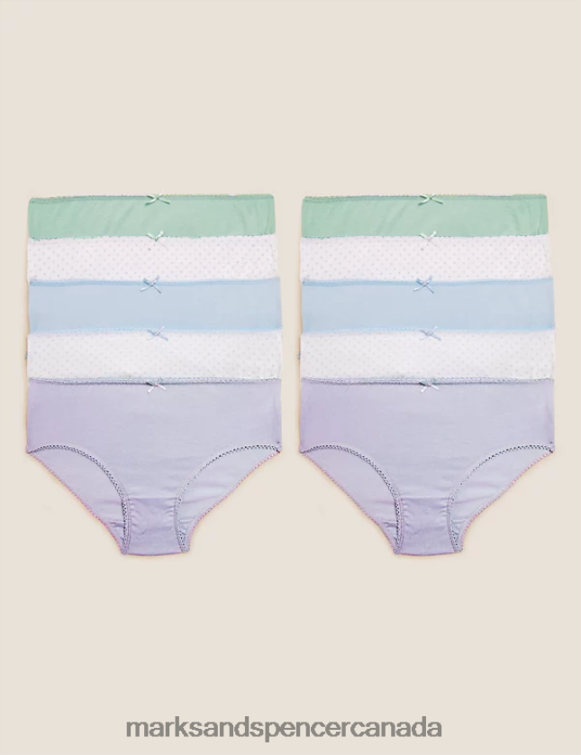 Clothing 20VTD9496 Pale Lilac Kids Marks & Spencer 10pk Pure Cotton Spotty & Plain Knickers - Marks and Spencer Canada locations