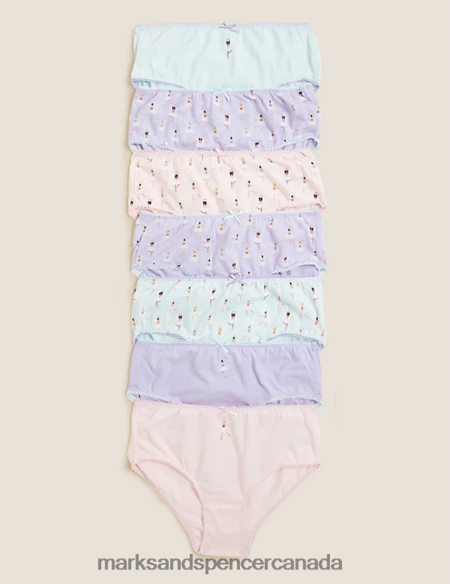 Clothing 20VTD9646 Multi Kids Marks & Spencer 7pk Pure Cotton Ballerina Knickers - Marks and Spencer online