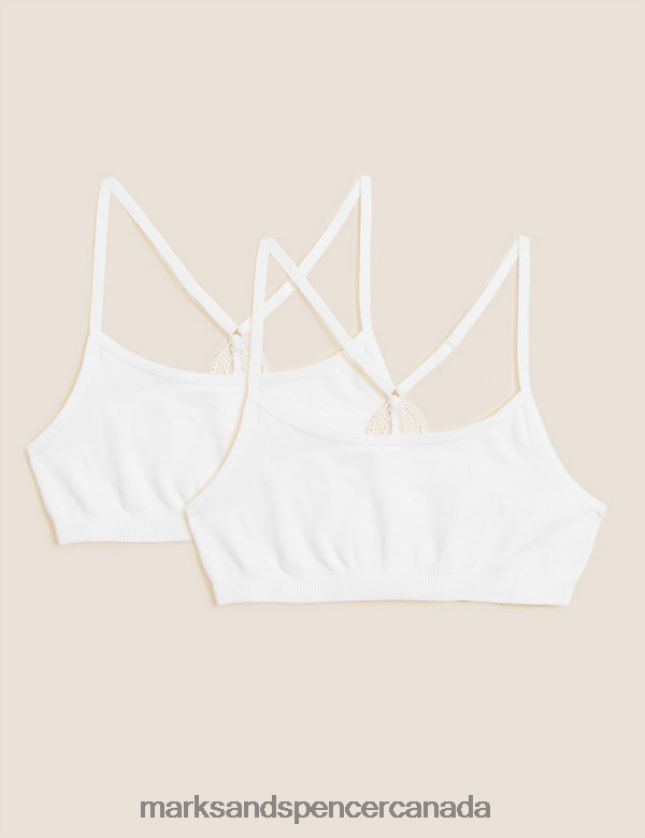 Clothing 20VTD9669 White Mix Kids Marks & Spencer 2pk Seamfree Crop Tops - Marks and Spencer Canada locations