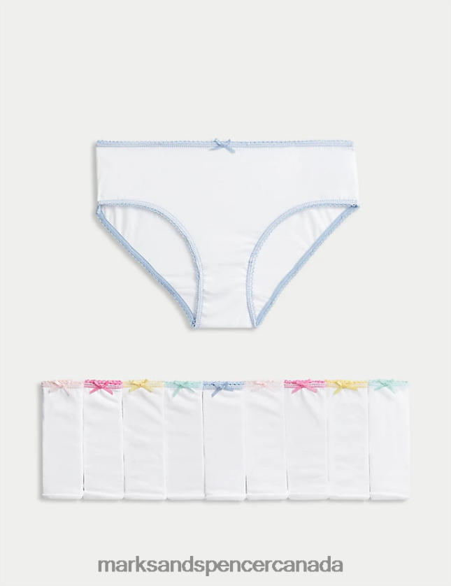 Clothing 20VTD9828 White Mix Kids Marks & Spencer 10pk Pure Cotton Knickers - Marks and Spencer outlet