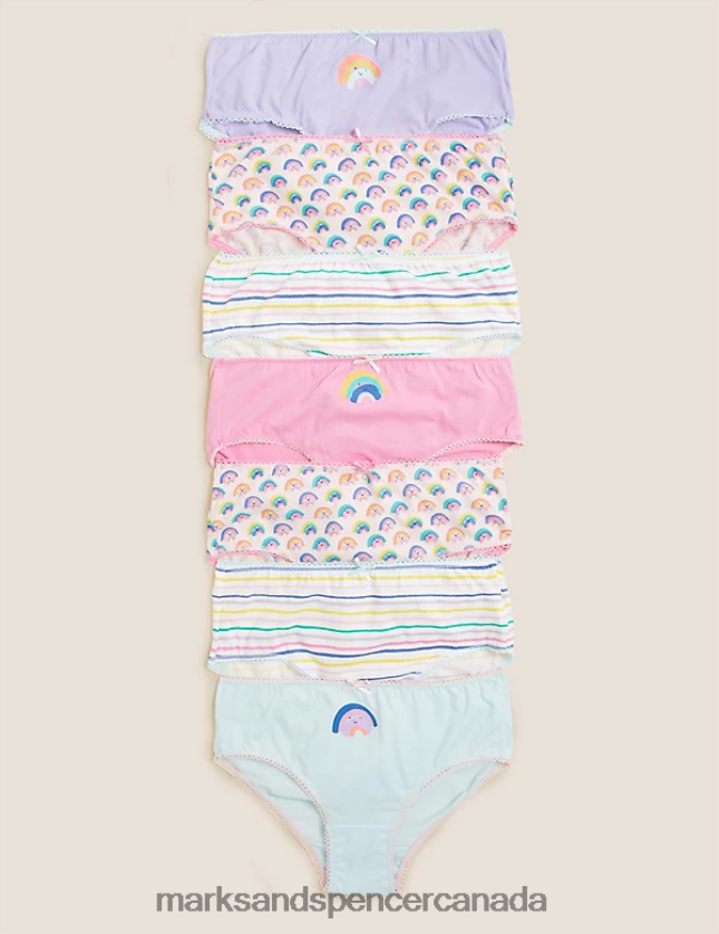 Marks and Spencer Canada - Clothing 20VTD9830 Multi Kids Marks & Spencer 7pk Pure Cotton Rainbow Knickers