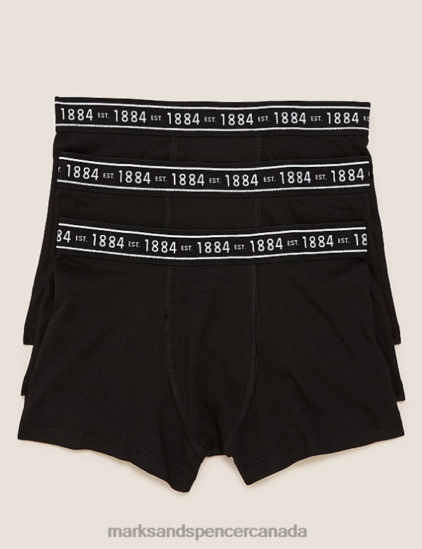 Marks and Spencer Canada - Kids Black Clothing Marks & Spencer 3pk Cotton Rich with Lycra Trunks 20VTD8423