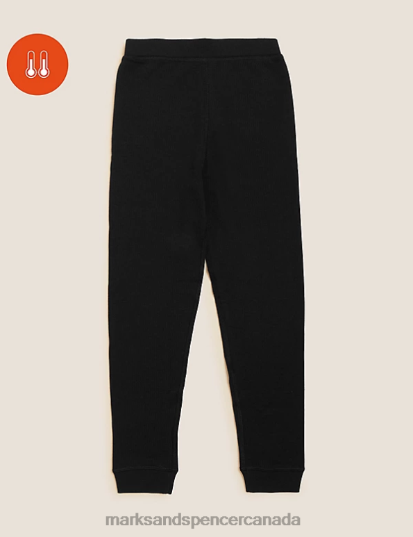 Marks and Spencer near me - Kids Black Clothing Marks & Spencer Thermal Cotton Blend Long Johns 20VTD8719