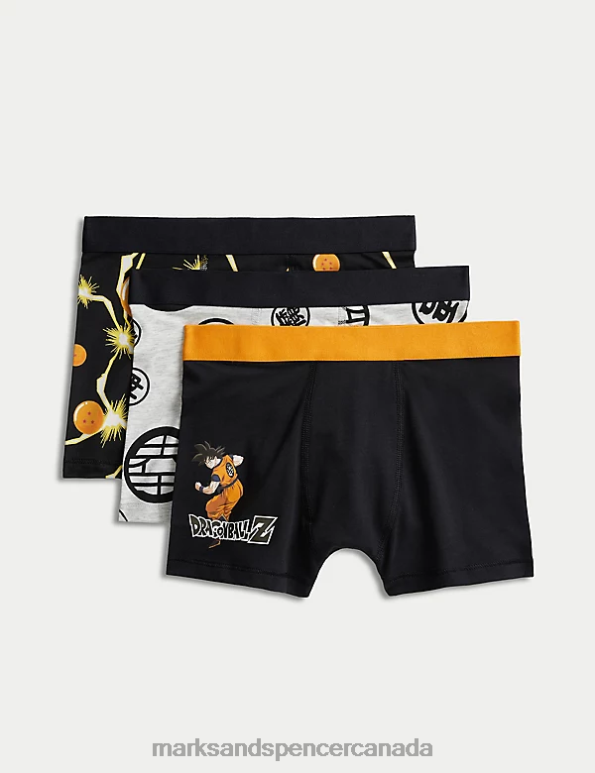 Kids Black Mix Clothing Marks & Spencer 3pk Cotton Rich DragonBall Z Trunks 20VTD7884 - Marks and Spencer online