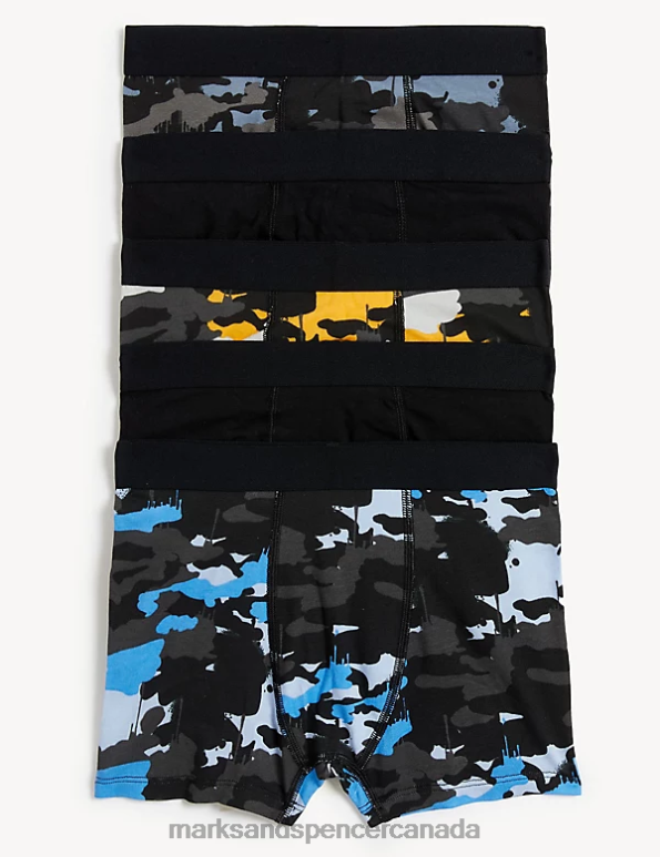 Kids Black Mix Clothing Marks & Spencer 5pk Cotton Rich Camo Trunks 20VTD7945 - Marks and Spencer online