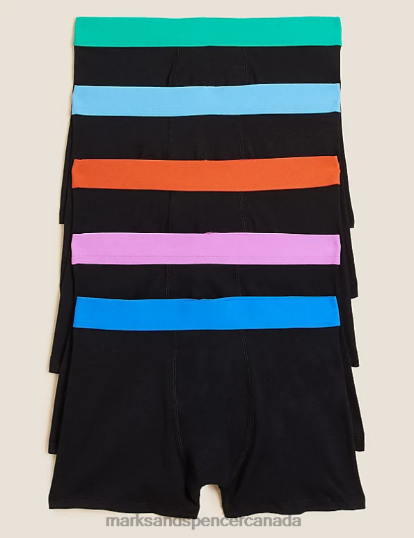 Kids Black Mix Clothing Marks & Spencer 5pk Cotton with Stretch Trunks 20VTD7894 - Marks and Spencer Canada locations