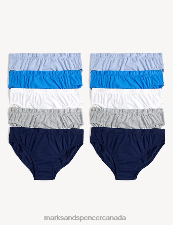 Kids Blue Mix Clothing Marks & Spencer 10pk Pure Cotton Briefs 20VTD8027 - Marks and Spencer online