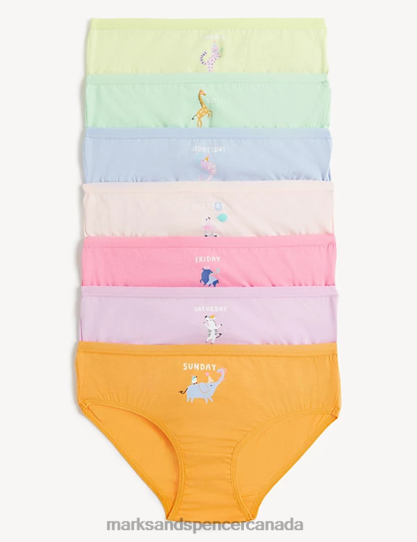 Marks and Spencer Canada - Kids Multi/Brights Clothing Marks & Spencer 7pk Pure Cotton Days Of The Week Knickers 20VTD8787