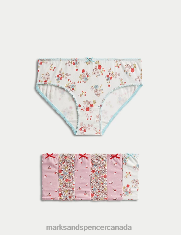 Marks and Spencer sale - Kids Pink Mix Clothing Marks & Spencer 7pk Pure Cotton Floral Knickers 20VTD8819