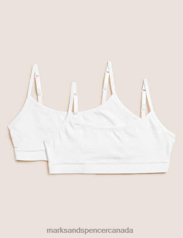 Marks and Spencer near me - Kids White Clothing Marks & Spencer 2pk Flexifit Cotton Rich Crop Tops 20VTD4408