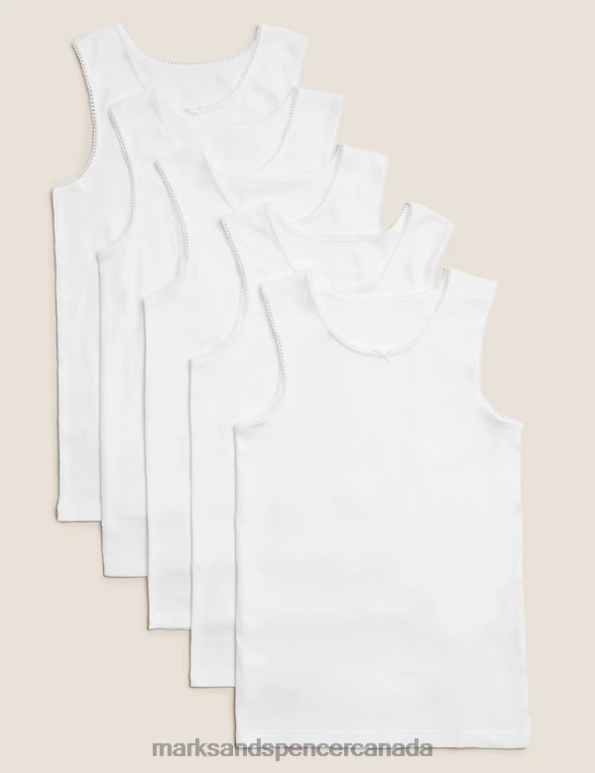 Marks and Spencer near me - Kids White Clothing Marks & Spencer 5pk Pure Cotton Vests 20VTD8887