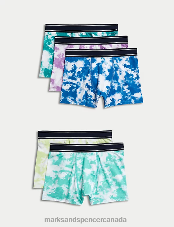 Marks and Spencer near me - Kids White Mix Clothing Marks & Spencer 5pk Cotton Rich Tie Dye Trunks 20VTD7920