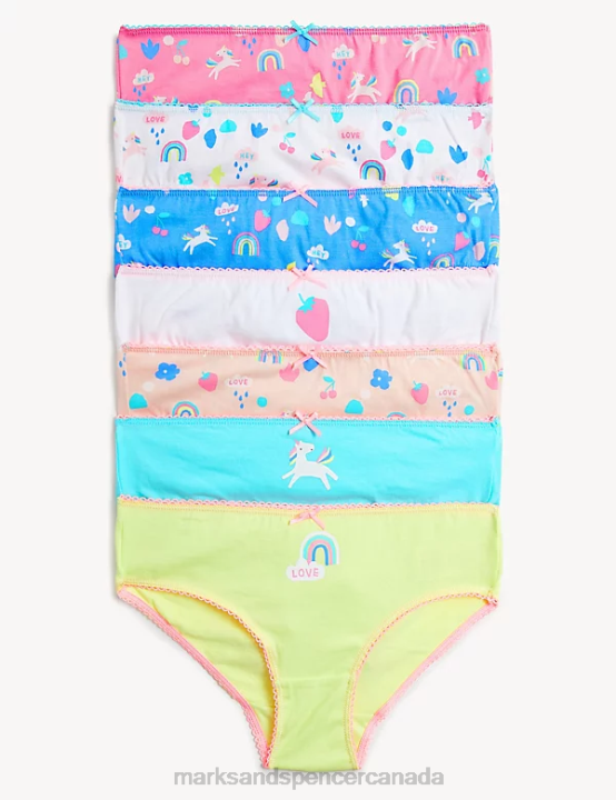 Marks & Spencer Kids 7pk Pure Cotton Unicorn Knickers Clothing Multi/Brights 20VTD9050 - Marks and Spencer Canada locations