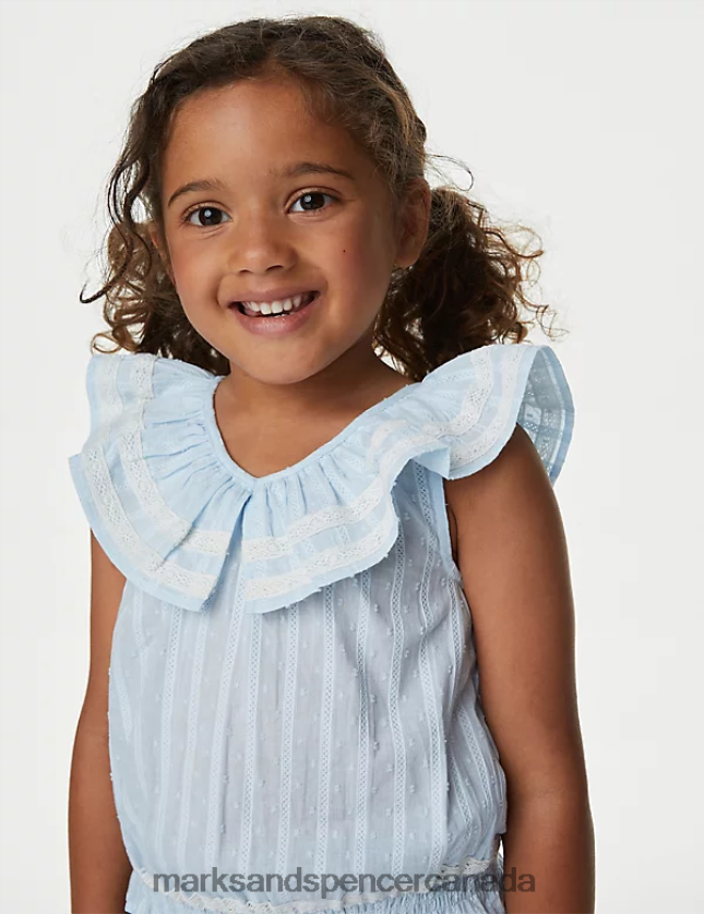 Clothing 20VTD9373 Light Blue Kids Marks & Spencer Pure Cotton Woven Top - Marks and Spencer Canada locations