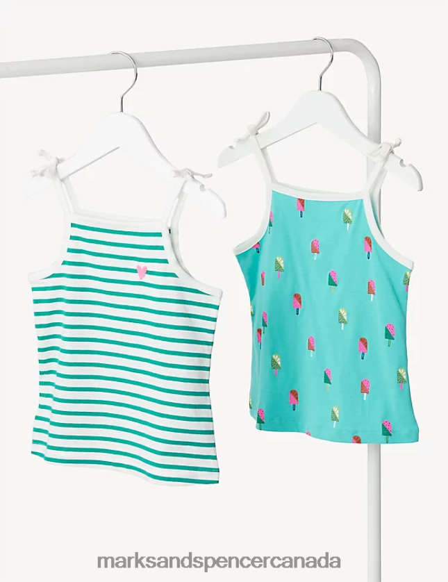 Marks and Spencer near me - Clothing 20VTD9488 Multi Kids Marks & Spencer 2pk Pure Cotton Printed Strappy Tops