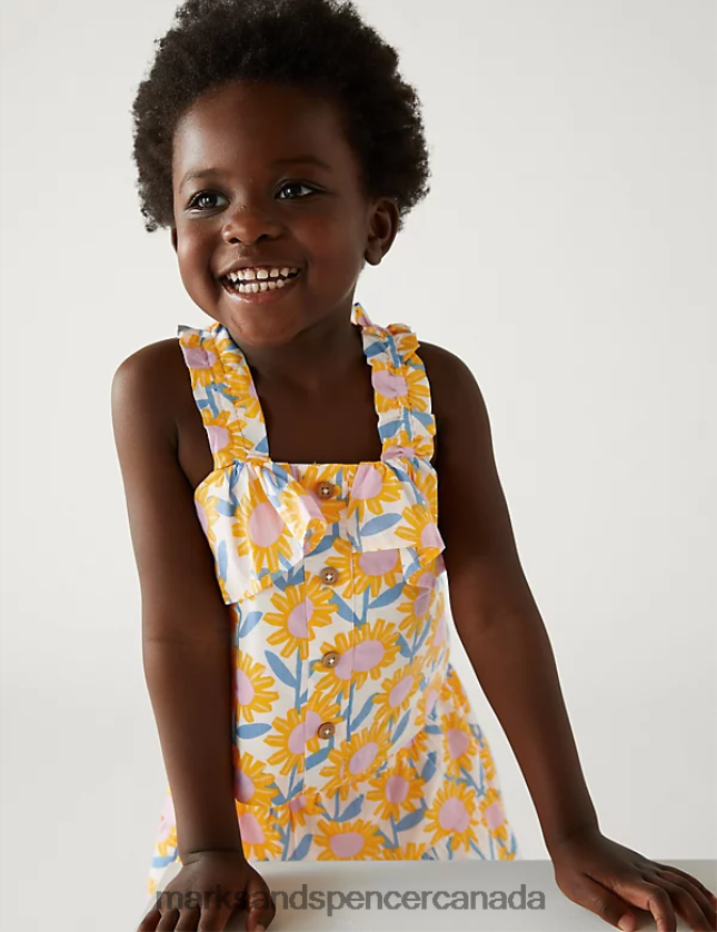 Marks and Spencer sale - Clothing 20VTD9553 Multi Kids Marks & Spencer Pure Cotton Sunflower Top