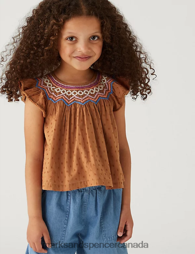 Marks and Spencer near me - Clothing 20VTD9698 Spice Kids Marks & Spencer Pure Cotton Embroidered Top