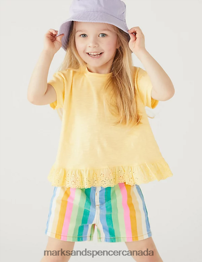 Marks and Spencer sale - Clothing 20VTD9755 Yellow Kids Marks & Spencer Pure Cotton Frill Top