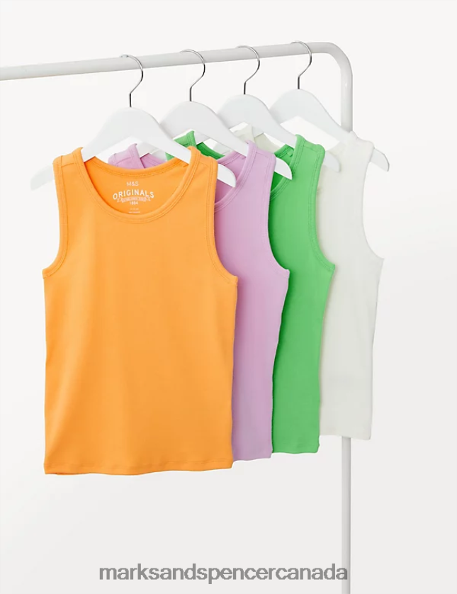 Clothing 20VTD9815 Multi Kids Marks & Spencer 4pk Cotton Rich Vests - Marks and Spencer Canada locations