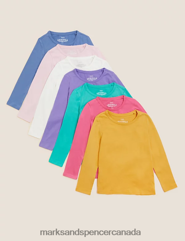 Marks and Spencer near me - Clothing 20VTD9853 Multi Kids Marks & Spencer 7pk Pure Cotton Tops