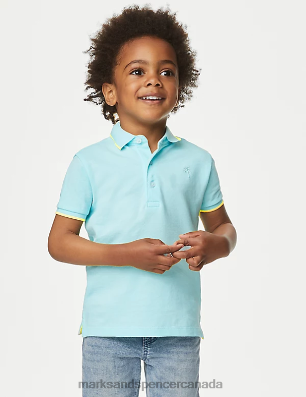 Marks and Spencer near me - Kids Aqua Clothing Marks & Spencer Pure Cotton Polo Shirt 20VTD8246