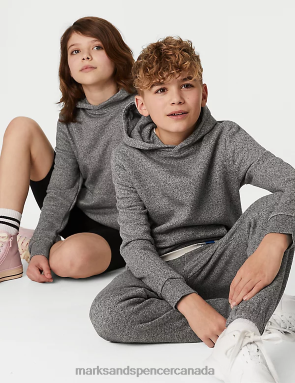 Marks and Spencer sale - Kids Charcoal Clothing Marks & Spencer Cotton Rich Hooded Sweatshirt 20VTD8999