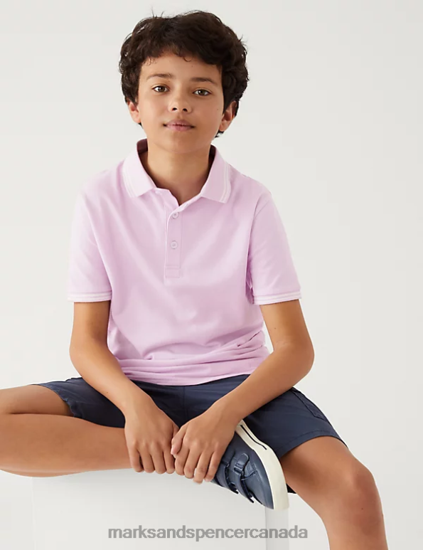 Kids Cool Pink Clothing Marks & Spencer Pure Cotton Polo Shirt 20VTD8609 - Marks and Spencer Canada locations