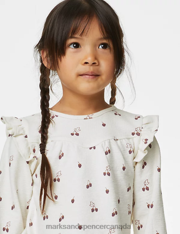 Kids Cream Clothing Marks & Spencer Pure Cotton Fruit Print Top 20VTD8928 - Marks and Spencer Canada locations