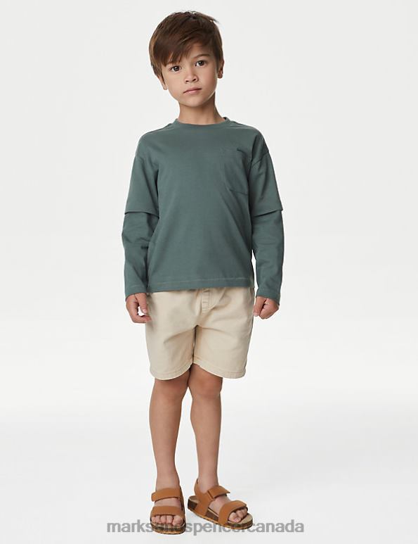 Marks and Spencer sale - Kids Dark Sage Clothing Marks & Spencer Pure Cotton Top 20VTD8266