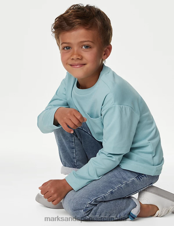 Kids Light Blue Clothing Marks & Spencer Pure Cotton Top 20VTD7880 - Marks and Spencer Canada locations