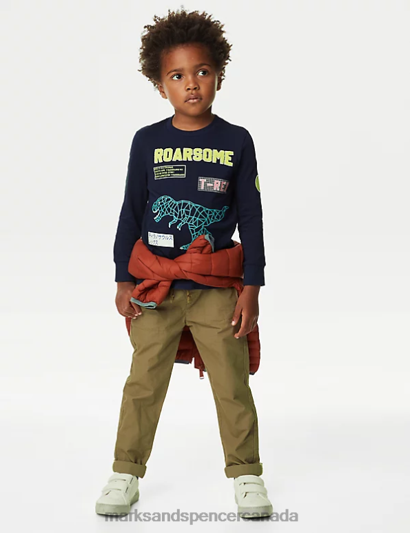 Marks and Spencer Canada - Kids Navy Clothing Marks & Spencer Pure Cotton Dinosaur Top 20VTD7839