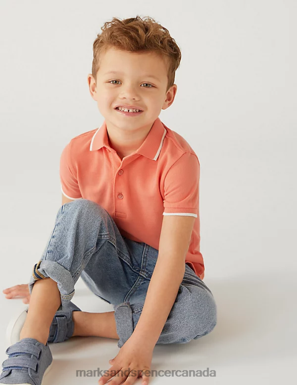 Marks and Spencer near me - Kids Orange Clothing Marks & Spencer Pure Cotton Polo Shirt 20VTD7967