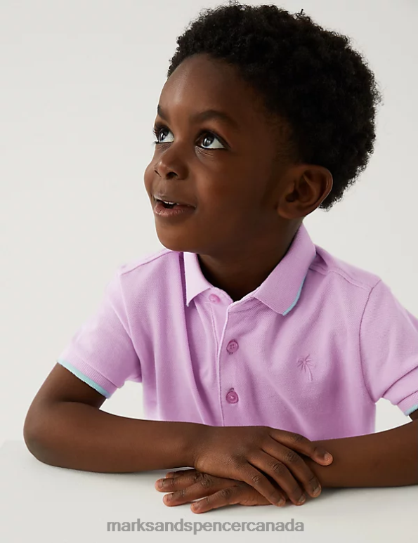 Marks and Spencer Canada - Kids Pink Clothing Marks & Spencer Pure Cotton Polo Shirt 20VTD8251