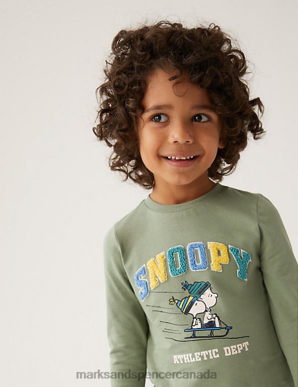 Kids Soft Green Clothing Marks & Spencer Pure Cotton Snoopy Top 20VTD8689 - Marks and Spencer online