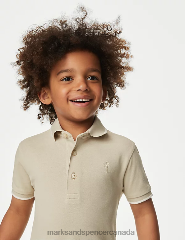 Kids Stone Clothing Marks & Spencer Pure Cotton Polo Shirt 20VTD8250 - Marks and Spencer outlet