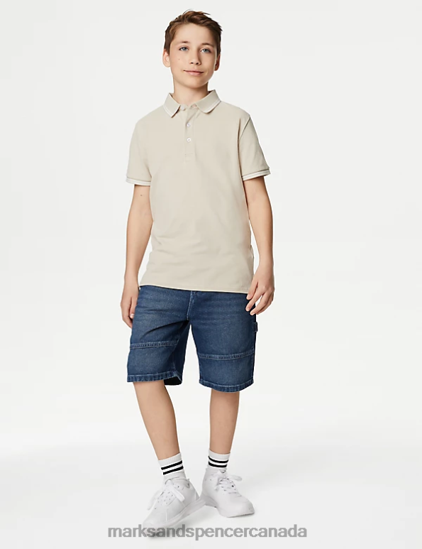 Kids Stone Clothing Marks & Spencer Pure Cotton Polo Shirt 20VTD8884 - Marks and Spencer online