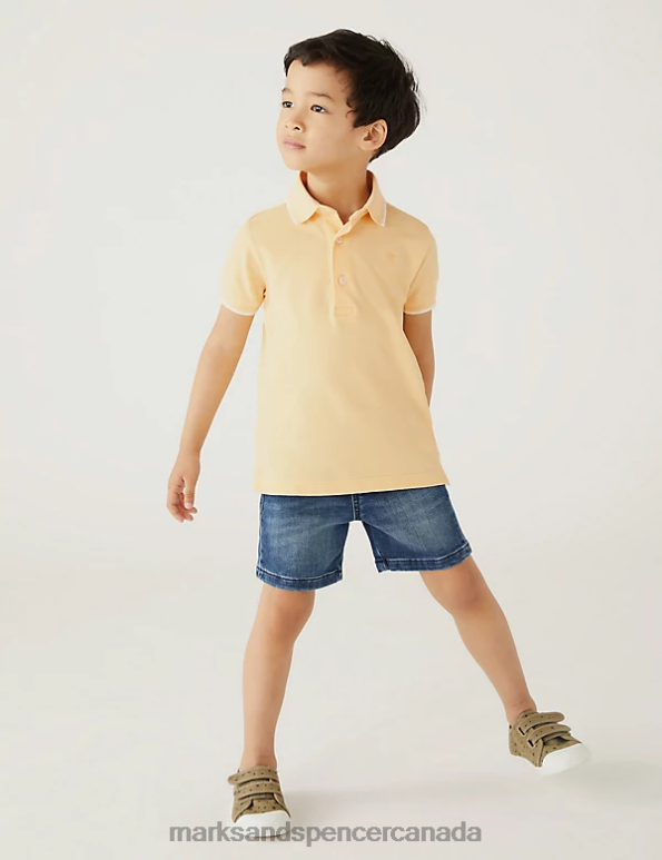 Marks and Spencer sale - Kids Yellow Clothing Marks & Spencer Pure Cotton Polo Shirt 20VTD8247