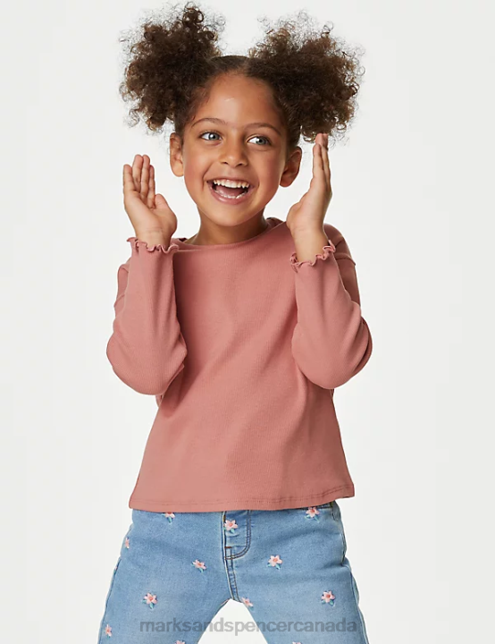 Marks and Spencer near me - Marks & Spencer Kids Cotton Rich Ribed Top Clothing Pink 20VTD9108