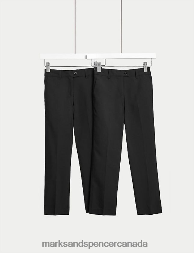 Marks and Spencer near me - Clothing 20VTD9199 Black Kids Marks & Spencer 2pk Slim Leg Plus Waist School Trousers