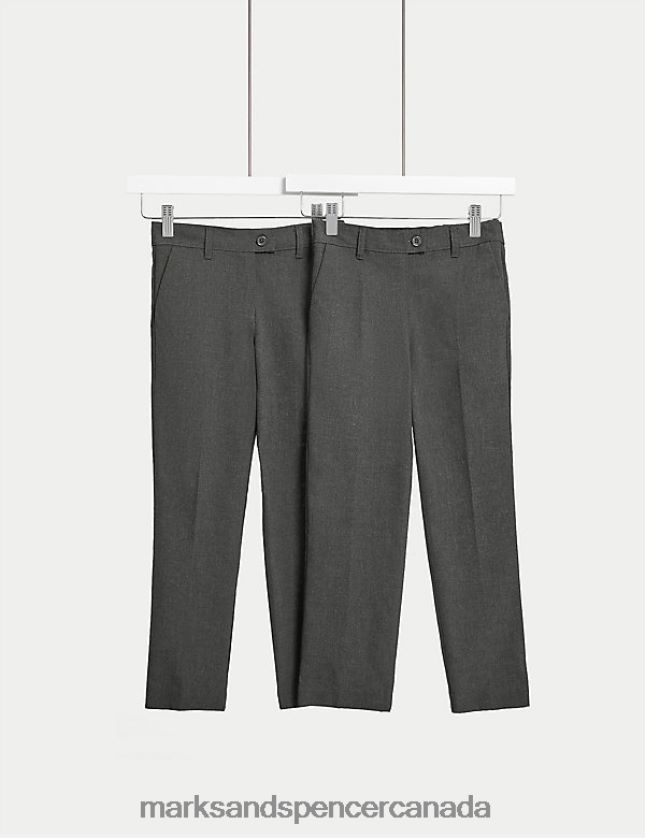 Clothing 20VTD9217 Grey Kids Marks & Spencer 2pk Slim Leg School Trousers - Marks and Spencer online