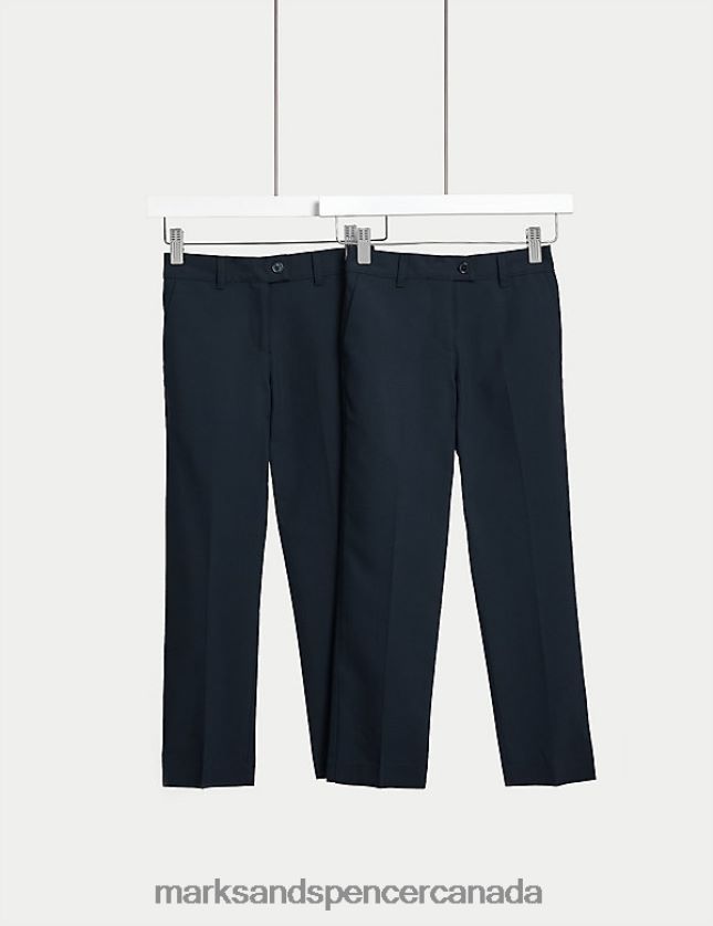 Clothing 20VTD9218 Navy Kids Marks & Spencer 2pk Slim Leg School Trousers - Marks and Spencer Canada locations