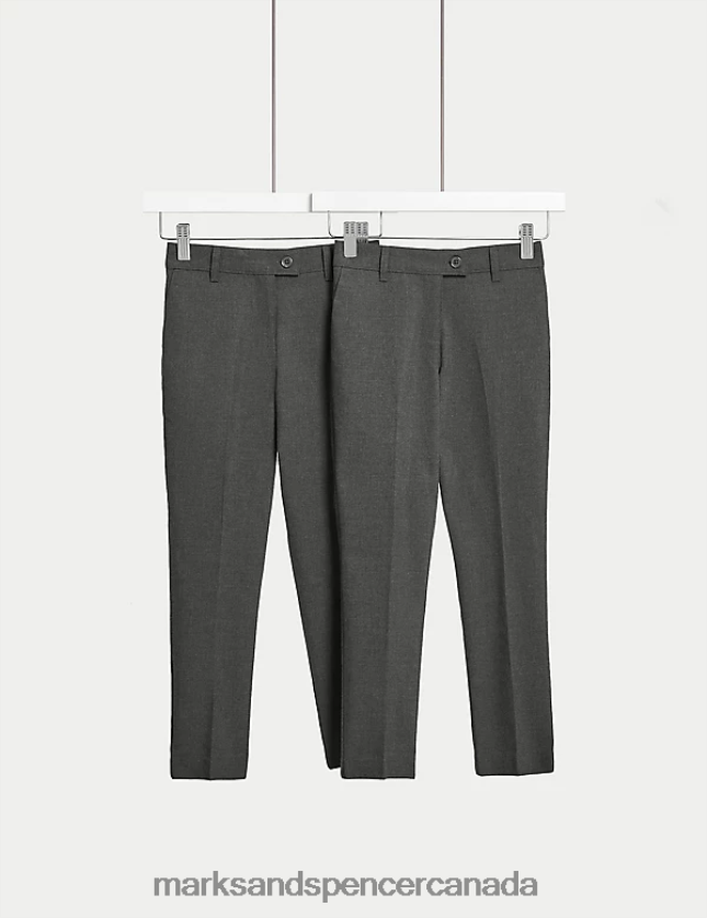 Marks and Spencer sale - Clothing 20VTD9248 Grey Kids Marks & Spencer 2pk Skinny Leg School Trousers