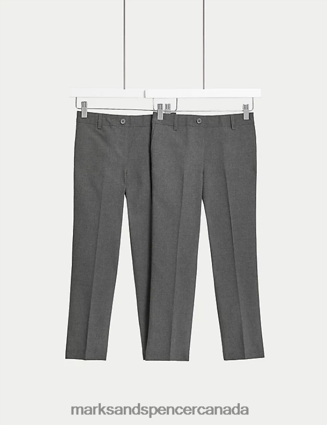 Marks and Spencer sale - Clothing 20VTD9306 Grey Kids Marks & Spencer 2pk Easy Dressing School Trousers