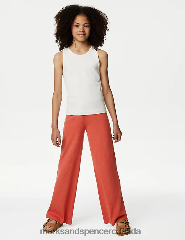 Clothing 20VTD9311 Coral Kids Marks & Spencer Cotton Blend Wide Leg Trousers - Marks and Spencer online