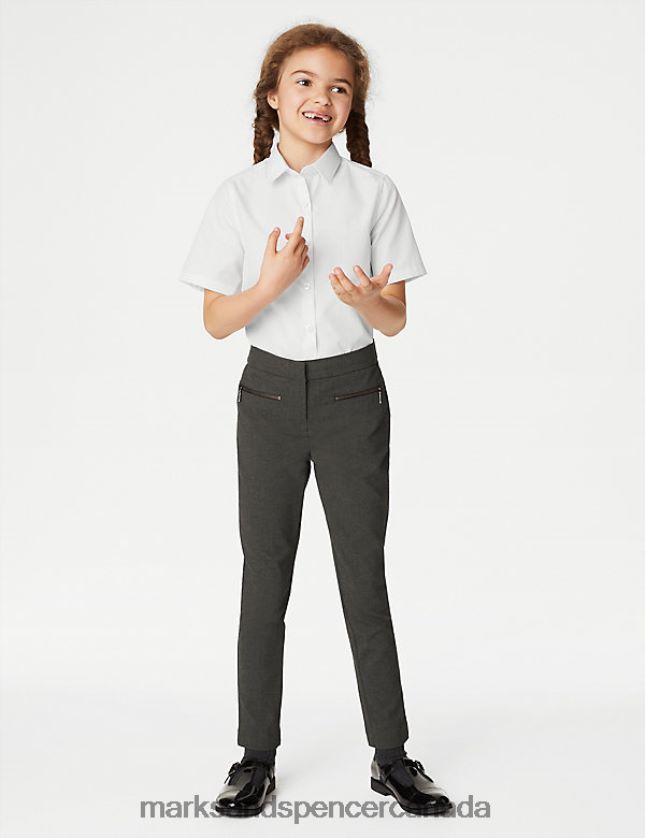 Marks and Spencer Canada - Clothing 20VTD9358 Grey Kids Marks & Spencer Super Skinny Leg Zip School Trousers