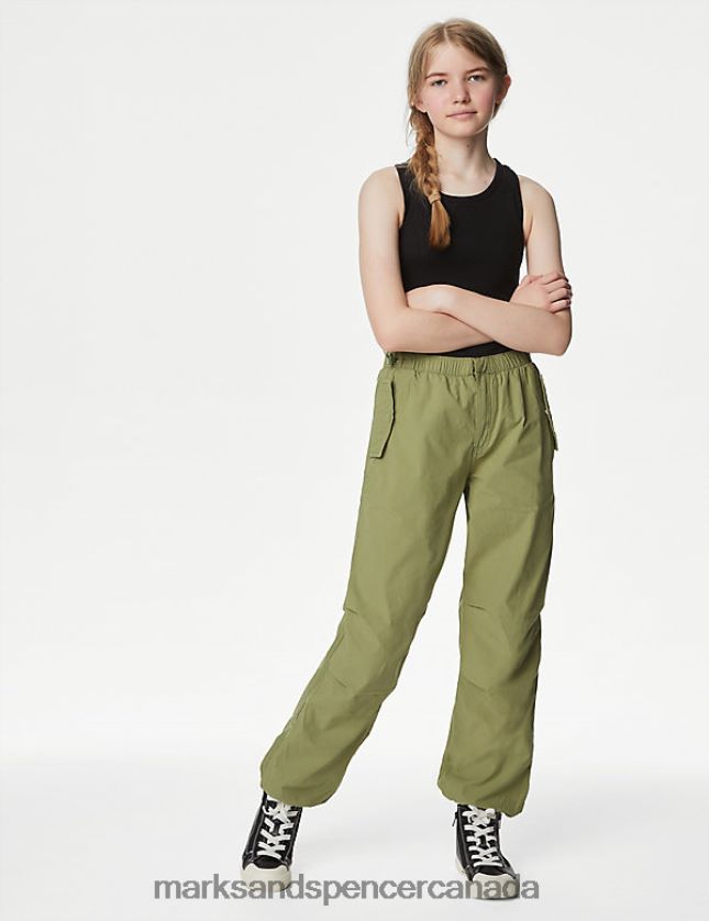 Clothing 20VTD9479 Khaki Kids Marks & Spencer Pure Cotton Parachute Trousers - Marks and Spencer Canada locations