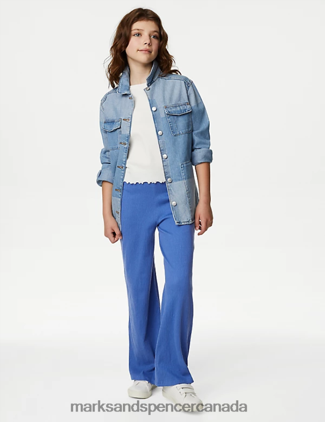 Marks and Spencer near me - Clothing 20VTD9574 Blue Kids Marks & Spencer Cotton Blend Wide Leg Trousers