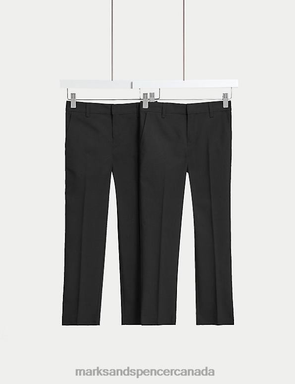 Kids Black Clothing Marks & Spencer 2pk Slim Leg Longer Length School Trousers 20VTD8864 - Marks and Spencer Canada locations